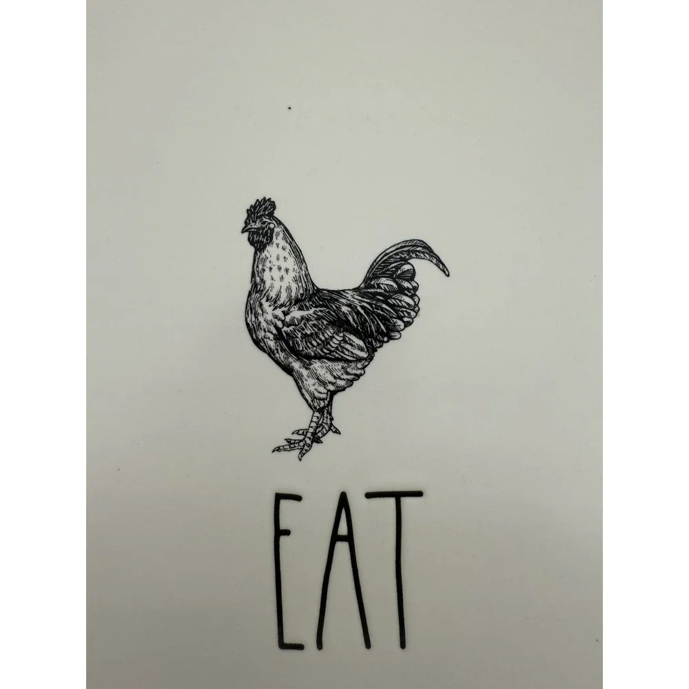 Rae Dunn Farm Rooster EAT Platter Tray with Handles Artisan Collection 12x9.5
